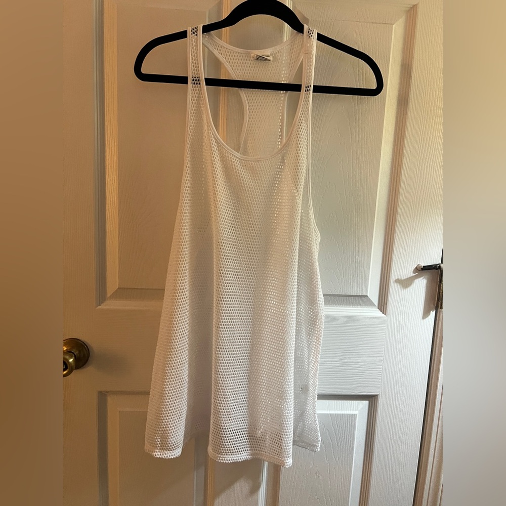 NWT PINK Victoria's Secret White Mesh Tank Top